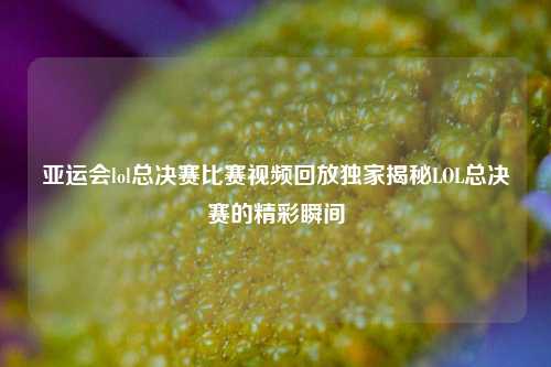 亚运会lol总决赛比赛视频回放独家揭秘LOL总决赛的精彩瞬间