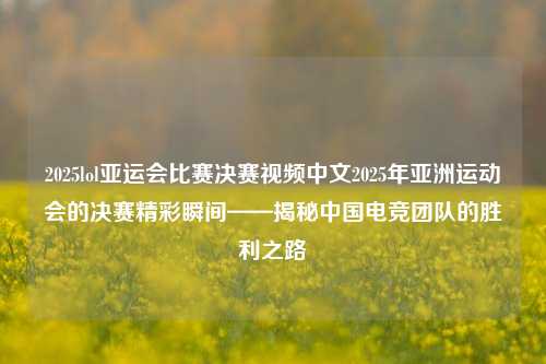 2025lol亚运会比赛决赛视频中文2025年亚洲运动会的决赛精彩瞬间——揭秘中国电竞团队的胜利之路