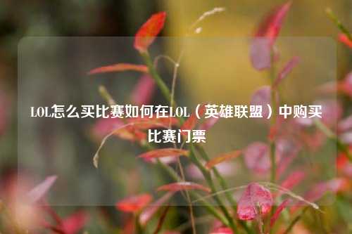 LOL怎么买比赛如何在LOL（英雄联盟）中购买比赛门票