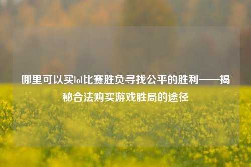 哪里可以买lol比赛胜负寻找公平的胜利——揭秘合法购买游戏胜局的途径