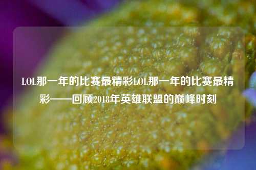 LOL那一年的比赛最精彩LOL那一年的比赛最精彩——回顾2018年英雄联盟的巅峰时刻