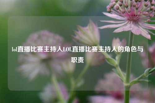 lol直播比赛主持人LOL直播比赛主持人的角色与职责