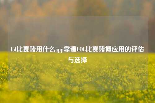 lol比赛赌用什么app靠谱LOL比赛赌博应用的评估与选择