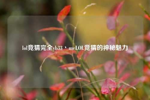 lol竞猜完全yb33丶meLOL竞猜的神秘魅力
