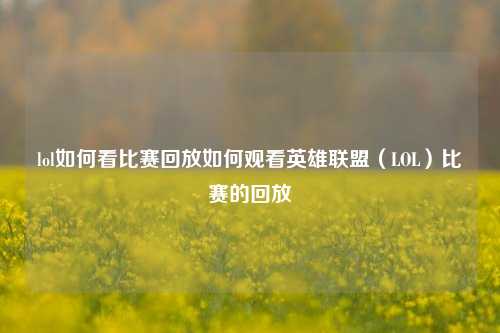 lol如何看比赛回放如何观看英雄联盟（LOL）比赛的回放