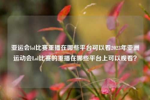 亚运会lol比赛重播在哪些平台可以看2023年亚洲运动会Lol比赛的重播在哪些平台上可以观看？