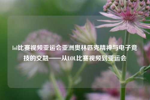 lol比赛视频亚运会亚洲奥林匹克精神与电子竞技的交融——从LOL比赛视频到亚运会