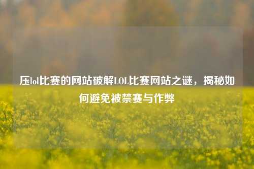 压lol比赛的网站破解LOL比赛网站之谜，揭秘如何避免被禁赛与作弊