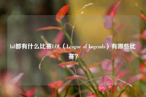 lol都有什么比赛LOL（League of Legends）有哪些比赛？