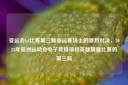 亚运会lol比赛第三局亚运赛场上的激烈对决，2023年亚洲运动会电子竞技项目英雄联盟比赛的第三局
