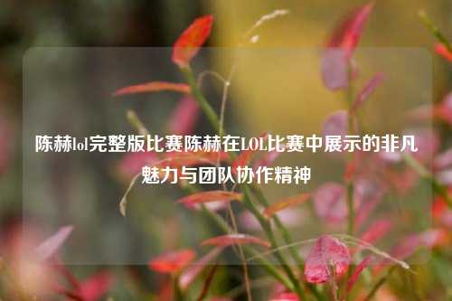 陈赫lol完整版比赛陈赫在LOL比赛中展示的非凡魅力与团队协作精神