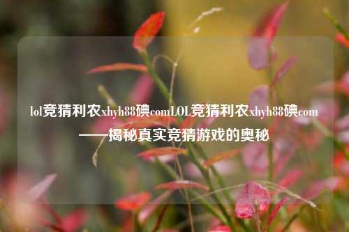 lol竞猜利农xhyh88碘comLOL竞猜利农xhyh88碘com——揭秘真实竞猜游戏的奥秘