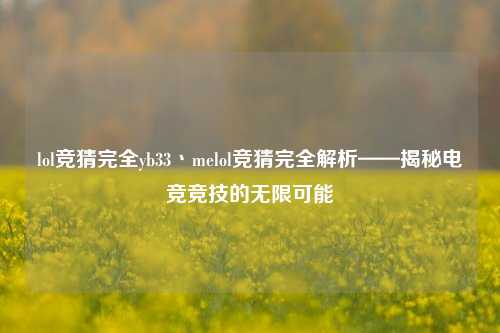 lol竞猜完全yb33丶melol竞猜完全解析——揭秘电竞竞技的无限可能