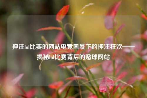 押注lol比赛的网站电竞风暴下的押注狂欢——揭秘lol比赛背后的赌球网站