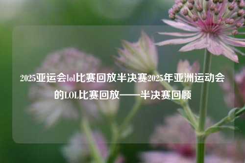 2025亚运会lol比赛回放半决赛2025年亚洲运动会的LOL比赛回放——半决赛回顾