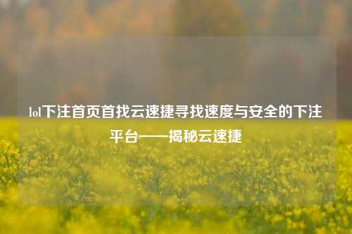 lol下注首页首找云速捷寻找速度与安全的下注平台——揭秘云速捷