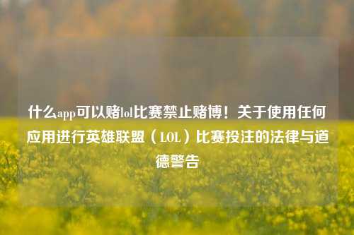 什么app可以赌lol比赛禁止赌博！关于使用任何应用进行英雄联盟（LOL）比赛投注的法律与道德警告