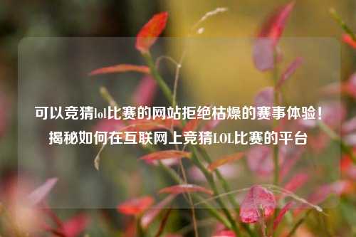 可以竞猜lol比赛的网站拒绝枯燥的赛事体验！揭秘如何在互联网上竞猜LOL比赛的平台