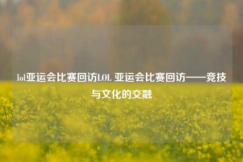 lol亚运会比赛回访LOL 亚运会比赛回访——竞技与文化的交融