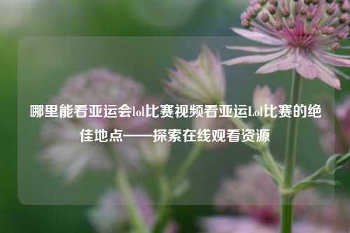 哪里能看亚运会lol比赛视频看亚运Lol比赛的绝佳地点——探索在线观看资源