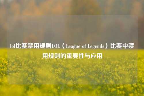 lol比赛禁用规则LOL（League of Legends）比赛中禁用规则的重要性与应用