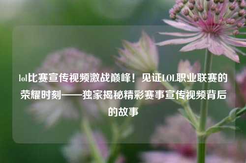 lol比赛宣传视频激战巅峰！见证LOL职业联赛的荣耀时刻——独家揭秘精彩赛事宣传视频背后的故事
