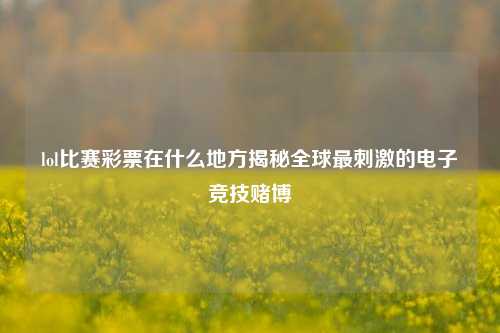lol比赛彩票在什么地方揭秘全球最刺激的电子竞技赌博