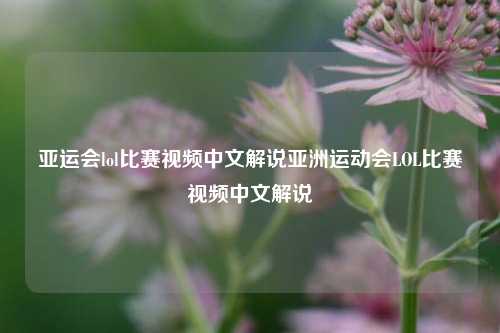亚运会lol比赛视频中文解说亚洲运动会LOL比赛视频中文解说