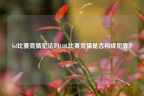lol比赛竞猜犯法吗LOL比赛竞猜是否构成犯罪？