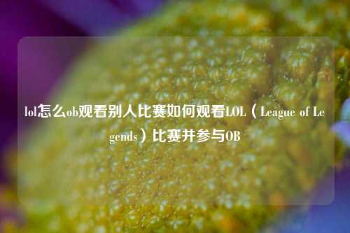 lol怎么ob观看别人比赛如何观看LOL（League of Legends）比赛并参与OB