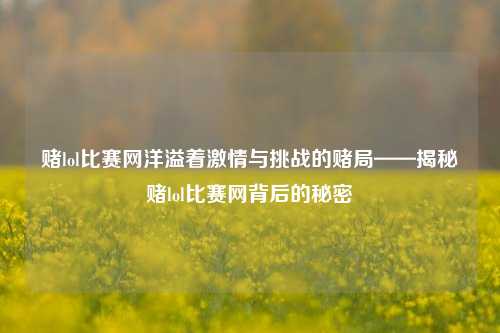 赌lol比赛网洋溢着激情与挑战的赌局——揭秘赌lol比赛网背后的秘密