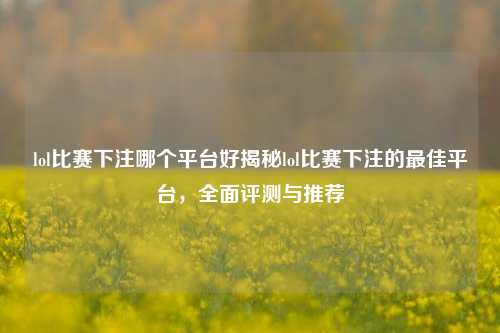 lol比赛下注哪个平台好揭秘lol比赛下注的最佳平台，全面评测与推荐