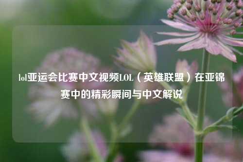 lol亚运会比赛中文视频LOL（英雄联盟）在亚锦赛中的精彩瞬间与中文解说
