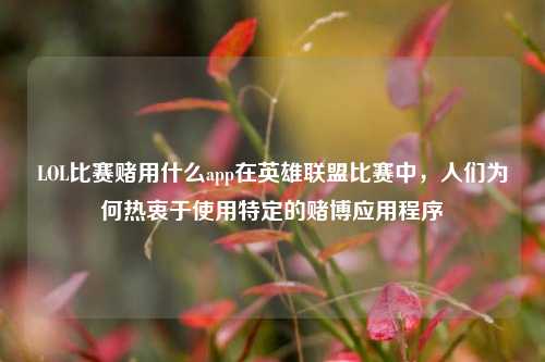 LOL比赛赌用什么app在英雄联盟比赛中，人们为何热衷于使用特定的赌博应用程序