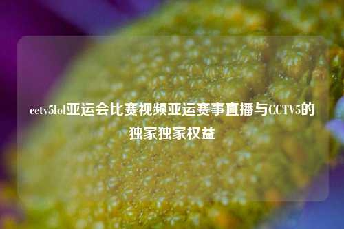 cctv5lol亚运会比赛视频亚运赛事直播与CCTV5的独家独家权益