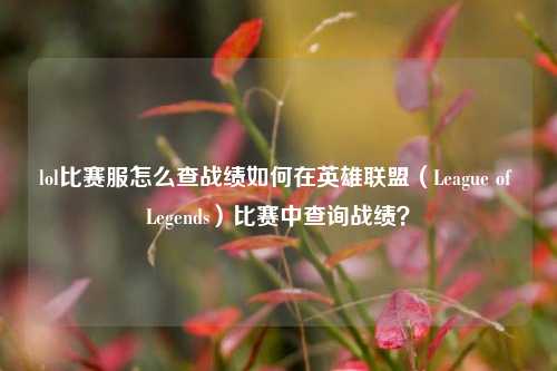 lol比赛服怎么查战绩如何在英雄联盟（League of Legends）比赛中查询战绩？