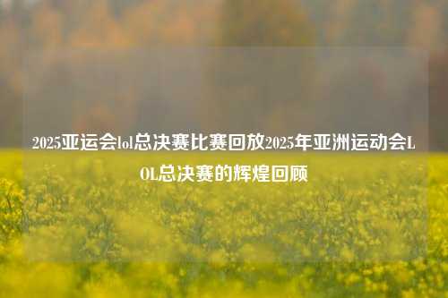 2025亚运会lol总决赛比赛回放2025年亚洲运动会LOL总决赛的辉煌回顾