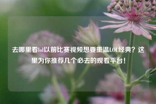去哪里看lol以前比赛视频想要重温LOL经典？这里为你推荐几个必去的观看平台！