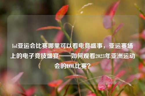 lol亚运会比赛哪里可以看电竞盛事，亚运赛场上的电子竞技盛宴——如何观看2023年亚洲运动会的LOL比赛？