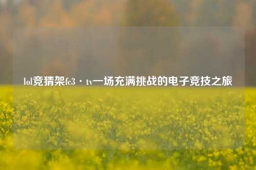 lol竞猜架fc3·tv一场充满挑战的电子竞技之旅