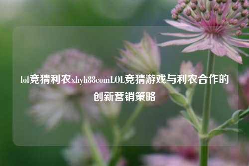 lol竞猜利农xhyh88comLOL竞猜游戏与利农合作的创新营销策略