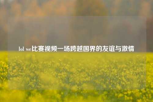 lol we比赛视频一场跨越国界的友谊与激情
