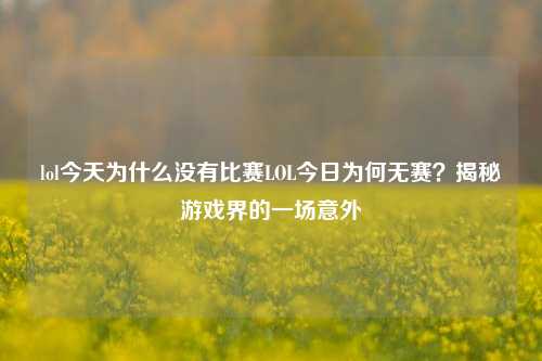lol今天为什么没有比赛LOL今日为何无赛？揭秘游戏界的一场意外