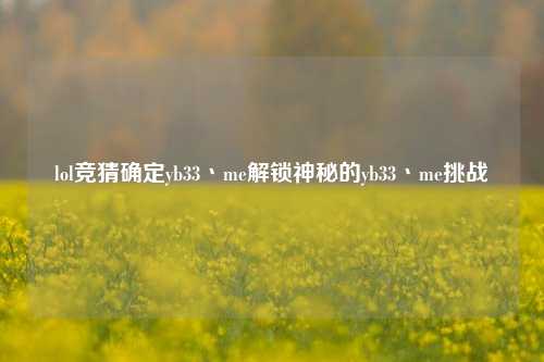 lol竞猜确定yb33丶me解锁神秘的yb33丶me挑战
