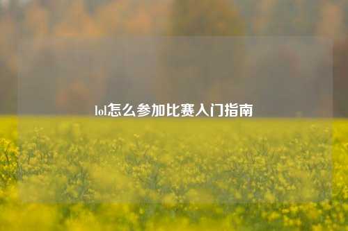 lol怎么参加比赛入门指南