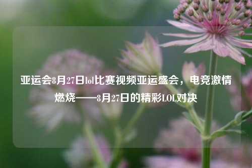 亚运会8月27日lol比赛视频亚运盛会，电竞激情燃烧——8月27日的精彩LOL对决