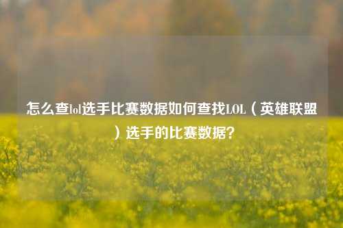 怎么查lol选手比赛数据如何查找LOL（英雄联盟）选手的比赛数据？