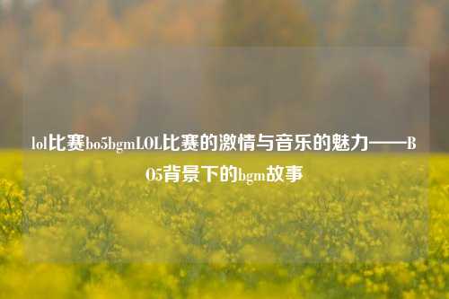 lol比赛bo5bgmLOL比赛的激情与音乐的魅力——BO5背景下的bgm故事
