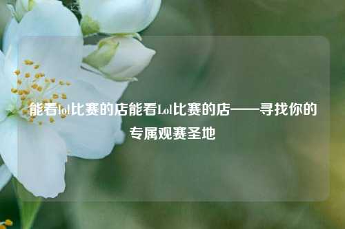 能看lol比赛的店能看Lol比赛的店——寻找你的专属观赛圣地