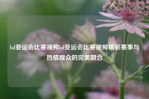 lol亚运会比赛视频lol亚运会比赛视频精彩赛事与热情观众的完美融合